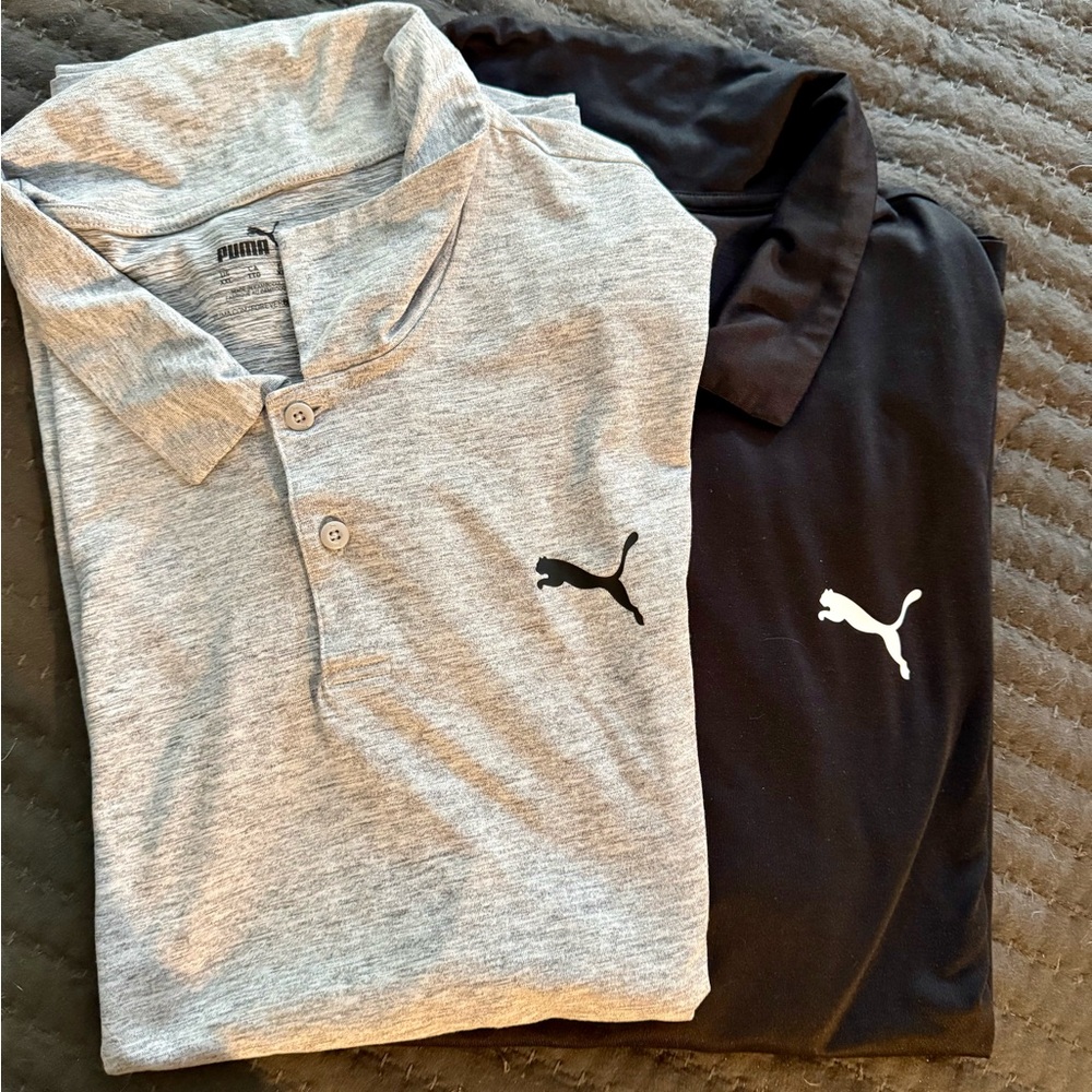 Puma Men's Polo Shirt Duo in Gray and Black